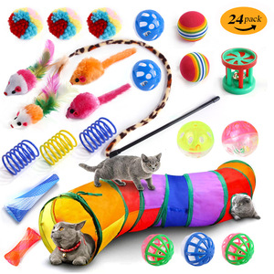 Juguetes surtidos para gatos, varita de Teaser de plumas de pez, túnel para gatos, ratón esponjoso, bolas y campanas - Product Image 6
