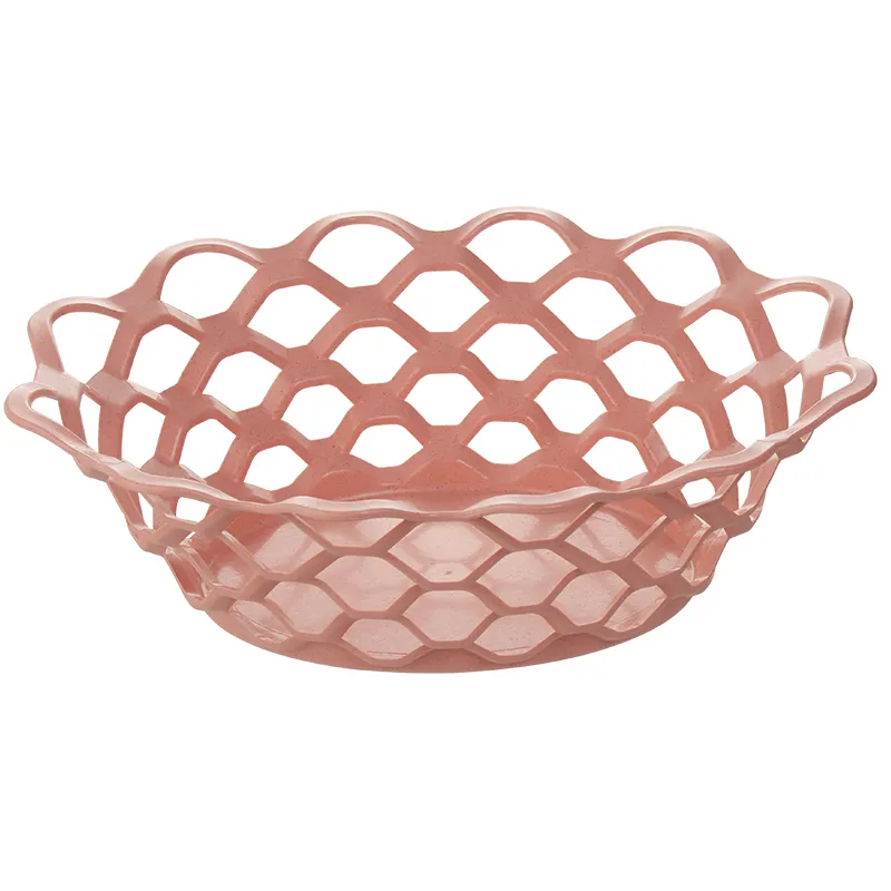 HaiXin & Arsto-cesta de drenaje de plástico para fruta, tazón de paja de trigo, color rosa