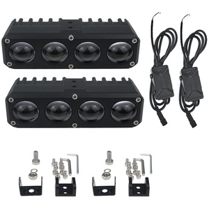 デュアルカラー4つの目オートバイ<span class=keywords><strong>LED</strong></span>ヘッドライトスポットライトSUVトラック4x4ロードワークライトのための新しい車のグリルライト変更