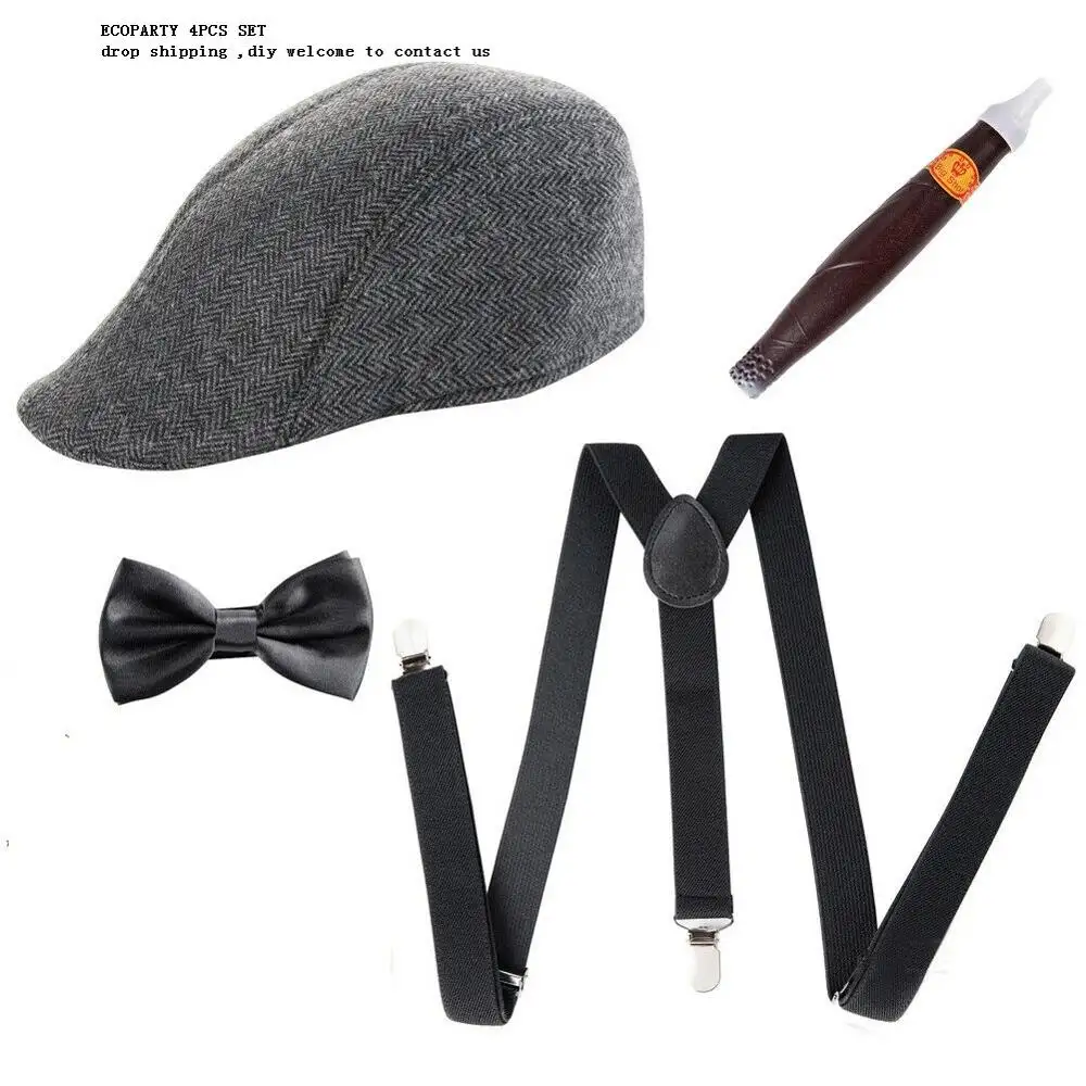 Ecoparty 1920S Men's Great Gatsby Accessories Set Roaring 20s 30s Gangster Costume