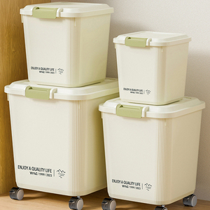 Doméstico 25KG Selado Balde De Arroz Cozinha À Prova De Umidade Grain Storage Box Strong Load Bear Food Organizer with Wheels