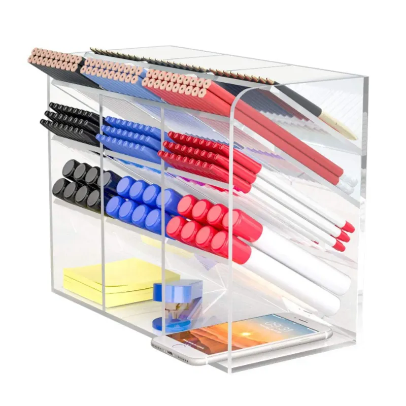 Besace — organisateur de bureau transparent en acrylique, porte-stylo, présentoir, boîte de papeterie de bureau