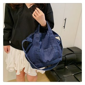 Kadınlar için özel yumuşak Denim çanta rahat <span class=keywords><strong>Hobo</strong></span> Tote çanta Retro Crossbody çanta büyük kapasiteli Denim çantalar omuz çantaları