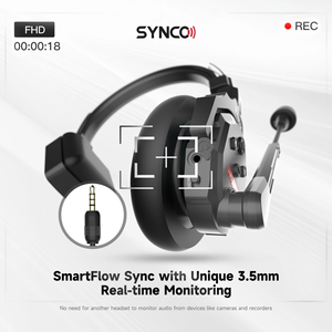 SYNCO Xtalk XPro X9 2,4G Full-Duplex Sistema de intercomunicación inalámbrico con reducción de ruido de un solo oído Auriculares para transmisión en vivo - Product Image 5