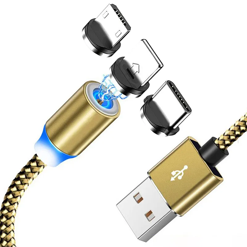 1เมตร2เมตรโทรศัพท์มือถือ3 In 1แม่เหล็กสาย USB ถักชาร์จสายแม่เหล็กที่มีคุณภาพสูง3 In 1สายชาร์จอย่างรวดเร็ว