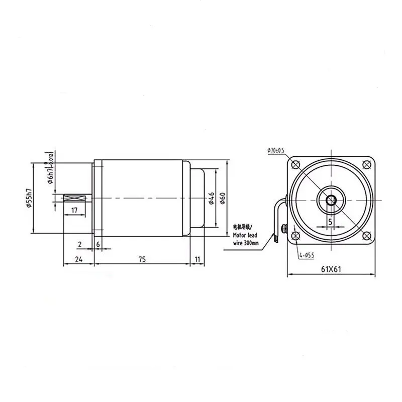 Motor regulador de velocidade 220V AC, motor monofásico de alta velocidade, rotação positiva e negativa de 6W, motor em miniatura de 1400 RPM