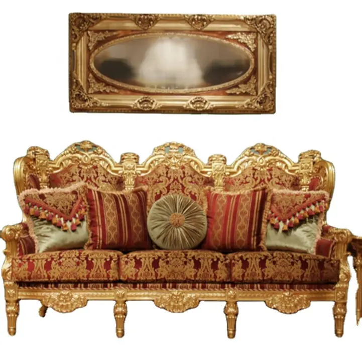 2023 el oyması 24k parlak altın ahşap deri Modern lüks klasik fransız Louis XV arap Mijlis tarzı oturma ve oturma odası için