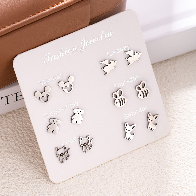 H918-1 cartoon animal silver