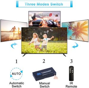 Conmutador HDMI 4K, 4 puertos, 4 en 1, Out HDMI2.0b, compatible con 4K, 60HZ, HDR10, con Control remoto - Product Image 5