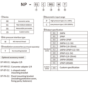 शिन np श्रृंखला 3-स्क्रीन डिस्प्ले उच्च-सटीक डिजिटल दबाव स्विच 2 आउटपुट कम दबाव प्रकार (-0.1mpa) फिटिंग - Product Image 5