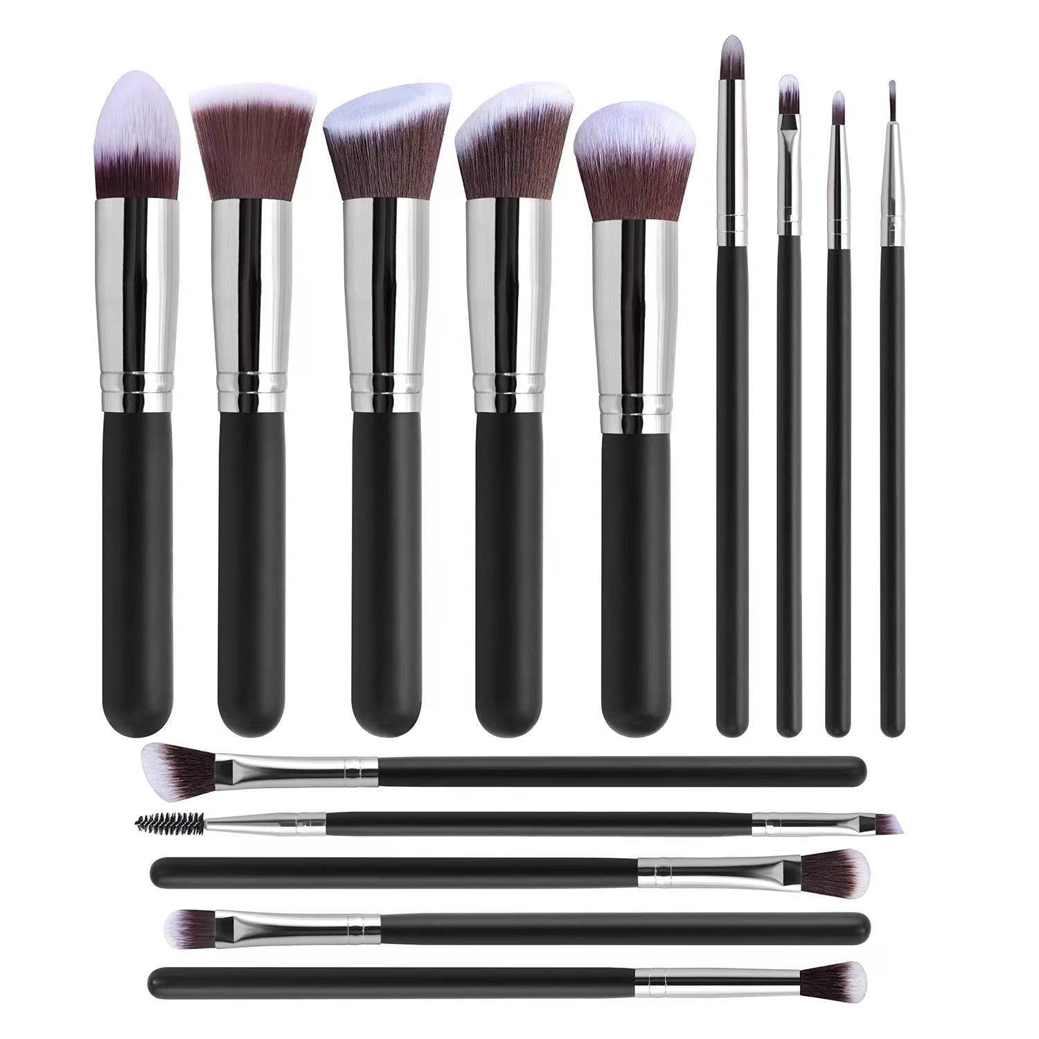 14 silver handle makeup brush