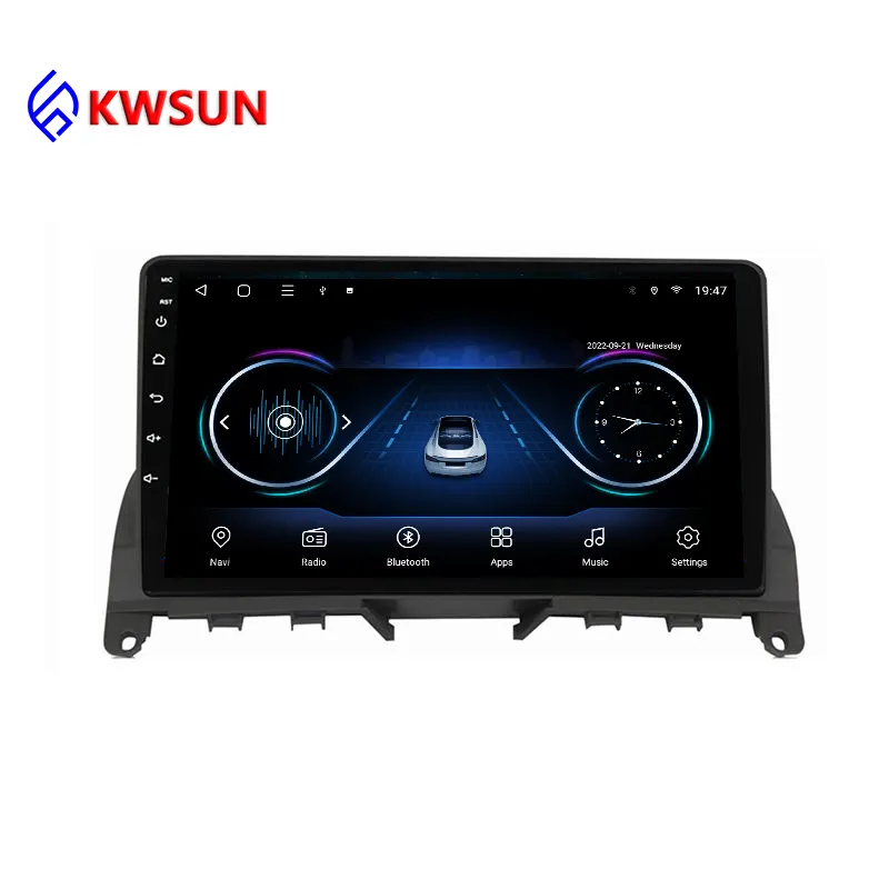 Kit multimídia automotivo com android 10, android, com rádio, player multimídia, navegação por gps, para mercedes benz c classe w204 s204 2006 - 2011