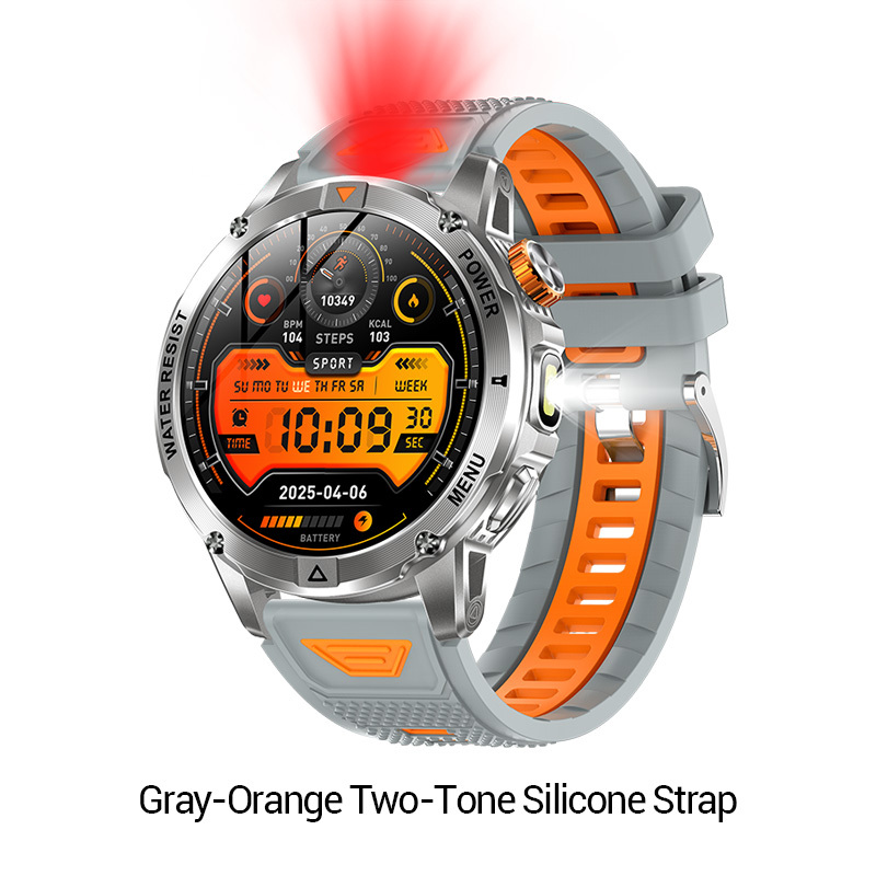 Gray Orange Two Tone Silicone Strap