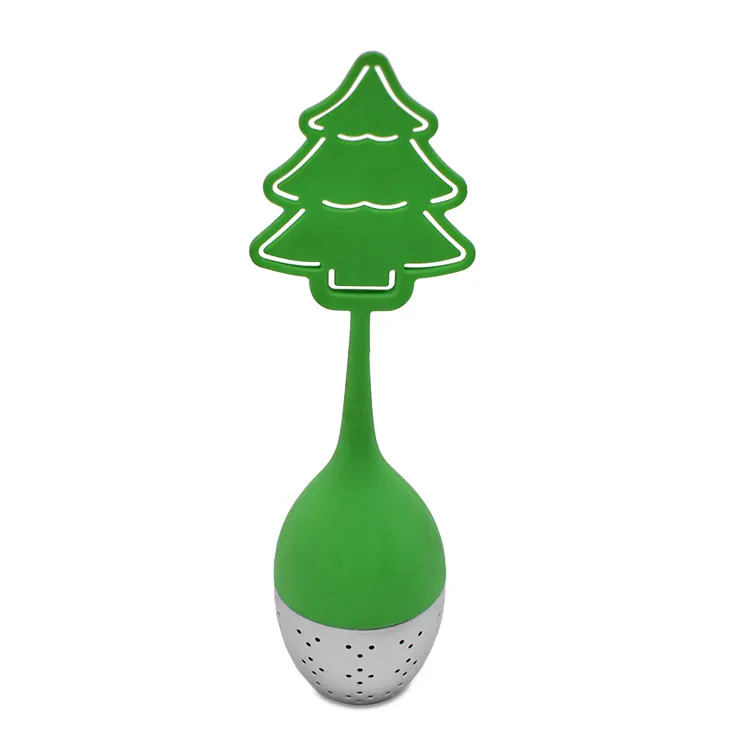 Navidad vacaciones silicona árbol de Navidad Infusor de té Bola de té de acero inoxidable para herramienta de té de hojas sueltas