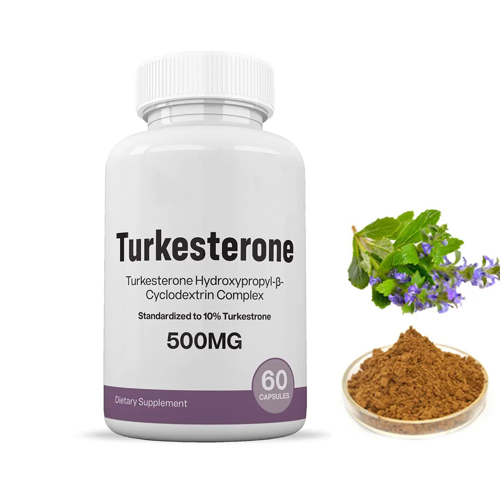 Turkesterone แคปซูล500มก. 10% ซับซ้อนตามมาตรฐานด้วยไฮดรอกซีโพรพิล-เบต้า-ไซโคลเดกซ์ทริน