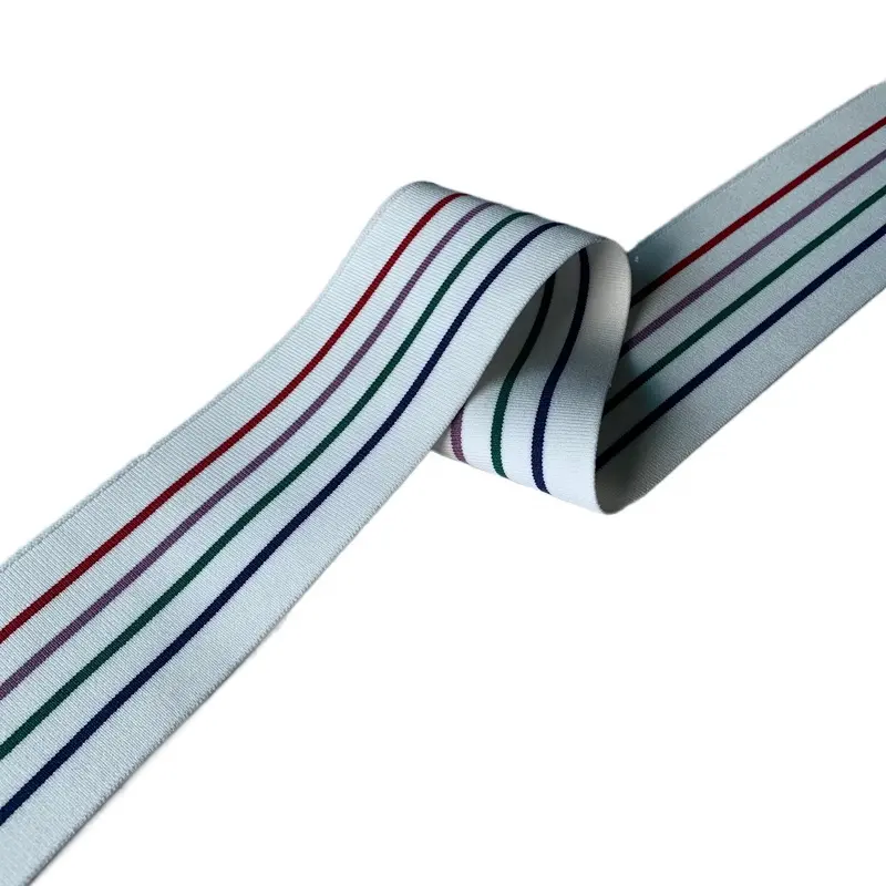 Factory made rainbow stripe 1X1 rib knitted fabric for T-shirt collar rib and sportswear cuff