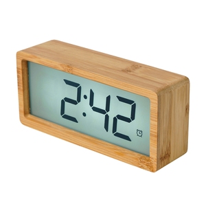 Wooden Minimalist Student Style Bamboo Alarm Clock Touch Large Green Screen Display Snooze Digital Clock <strong>Led</strong> Smart Table Clock - Product Image 1
