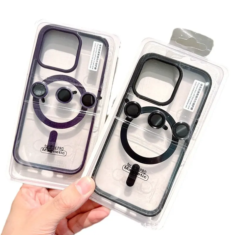 Modedesign transparente Handyhülle für iPhones 15 14 13 12 11 Pro Max Plus magnetische Abdeckung mit Linsenschicht-Schutzhülle