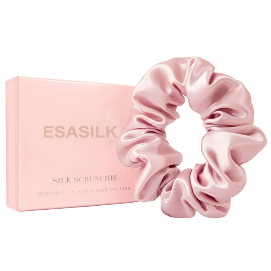 Atacado mulheres cor sólida amora scrunchies seda laços de cabelo pequeno 3cm scrunchies seda com 6A