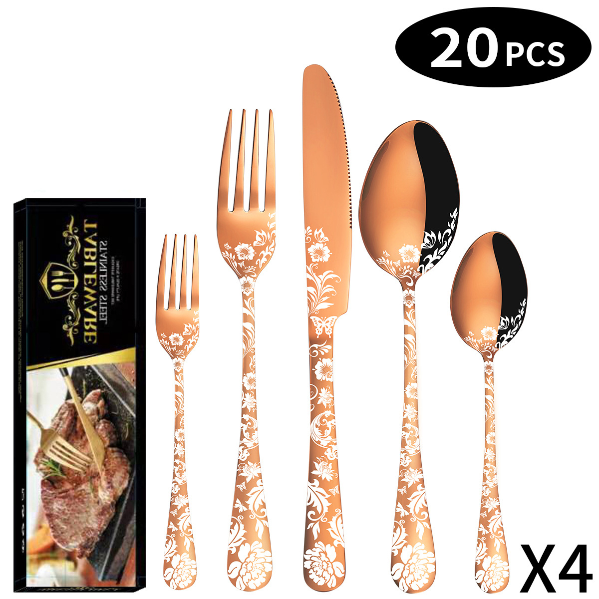 Ensemble de 4 motifs en or rose