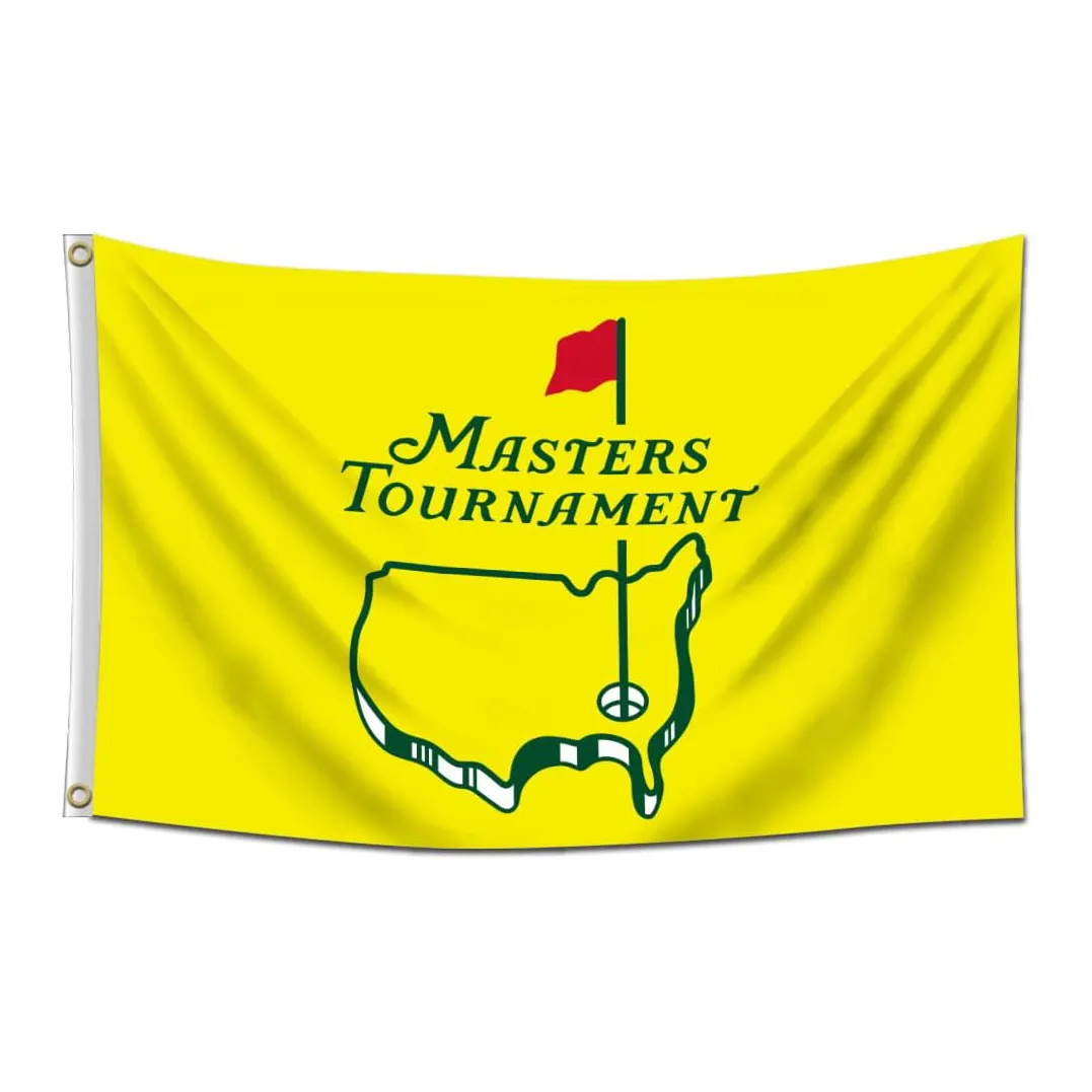 मास्टर्स टूर्नामेंट ध्वज दो तरफा मुद्रित गोल्फ सजावट टिकाऊ पॉलिएस्टर पार्टी डिजिटल मुद्रित गोल्फ बैनर