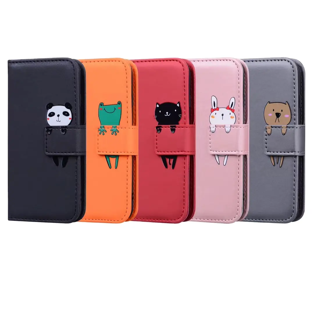 Casing dompet ponsel, sarung HP pu warna-warni untuk iPhone 6 7 8 x XR xsmax 11 12 13 14 plus 15pro max samsung huawei xiaomi