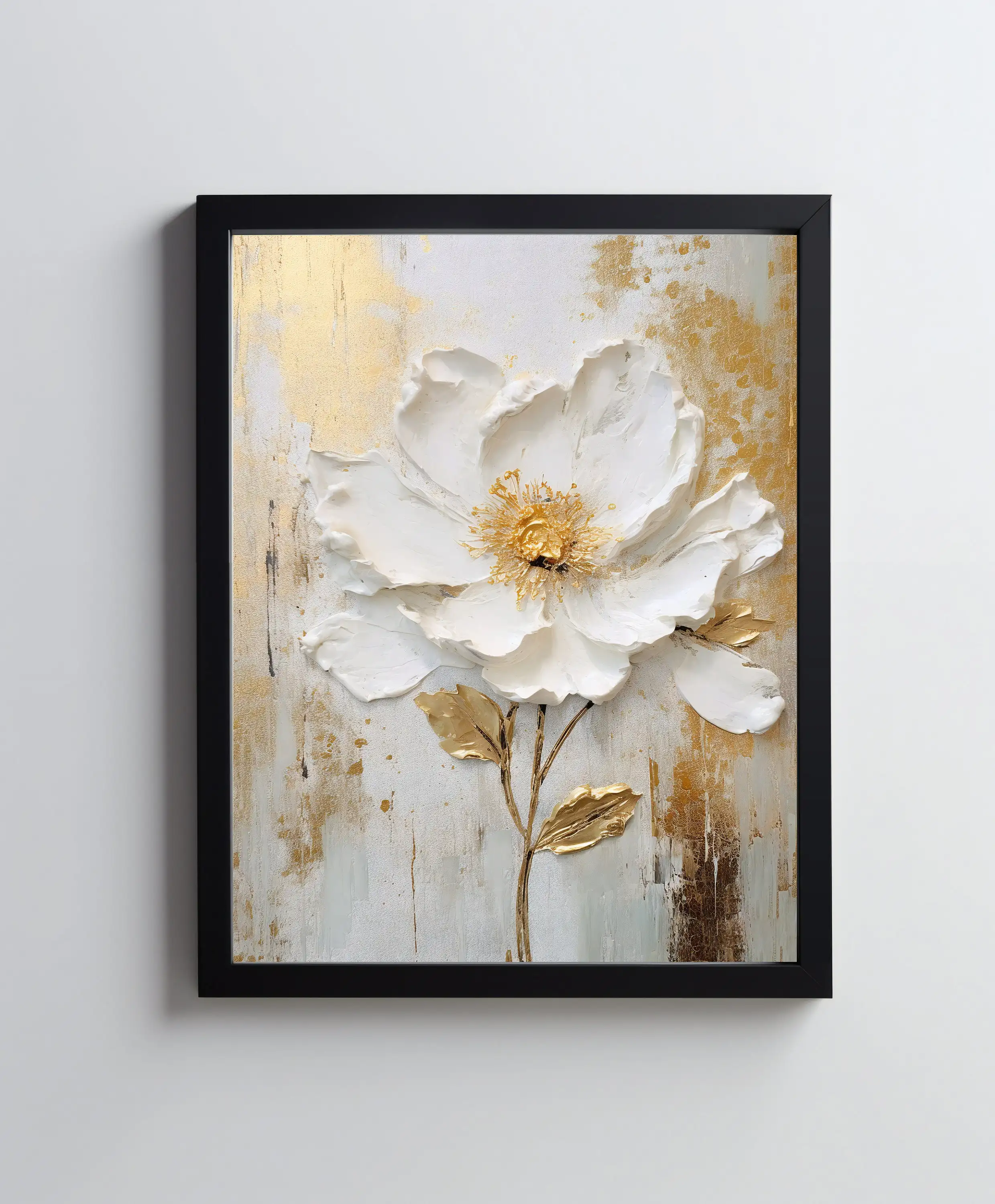Abstrait Or Blanc Fleur Impression Toile Mur Art Affiches et Peintures Mur Photos pour Salon Décorations