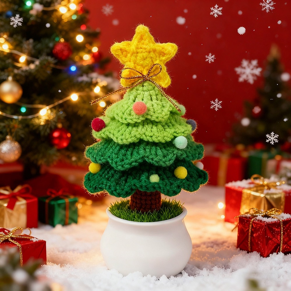 Christmas tree potted plant-small white pot-gradient green