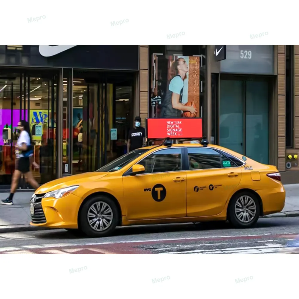 ผู้ผลิตป้ายจอแสดงผล LED บนรถแท็กซี่ 4G WiFi GPS รถหลังคาโฆษณาจอแสดงผล LED หน้าจอรถแท็กซี่