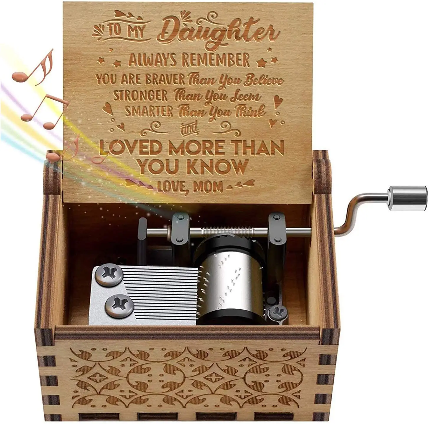 Caja de música de madera con manivela para hombre, Niña y mujer, caja de música mecánica clásica, regalo de cumpleaños