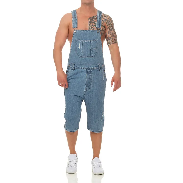 Оптом Amazon eBay новые рваные Стрейчевые винтажные мужские джинсы сиамские Комбинезоны