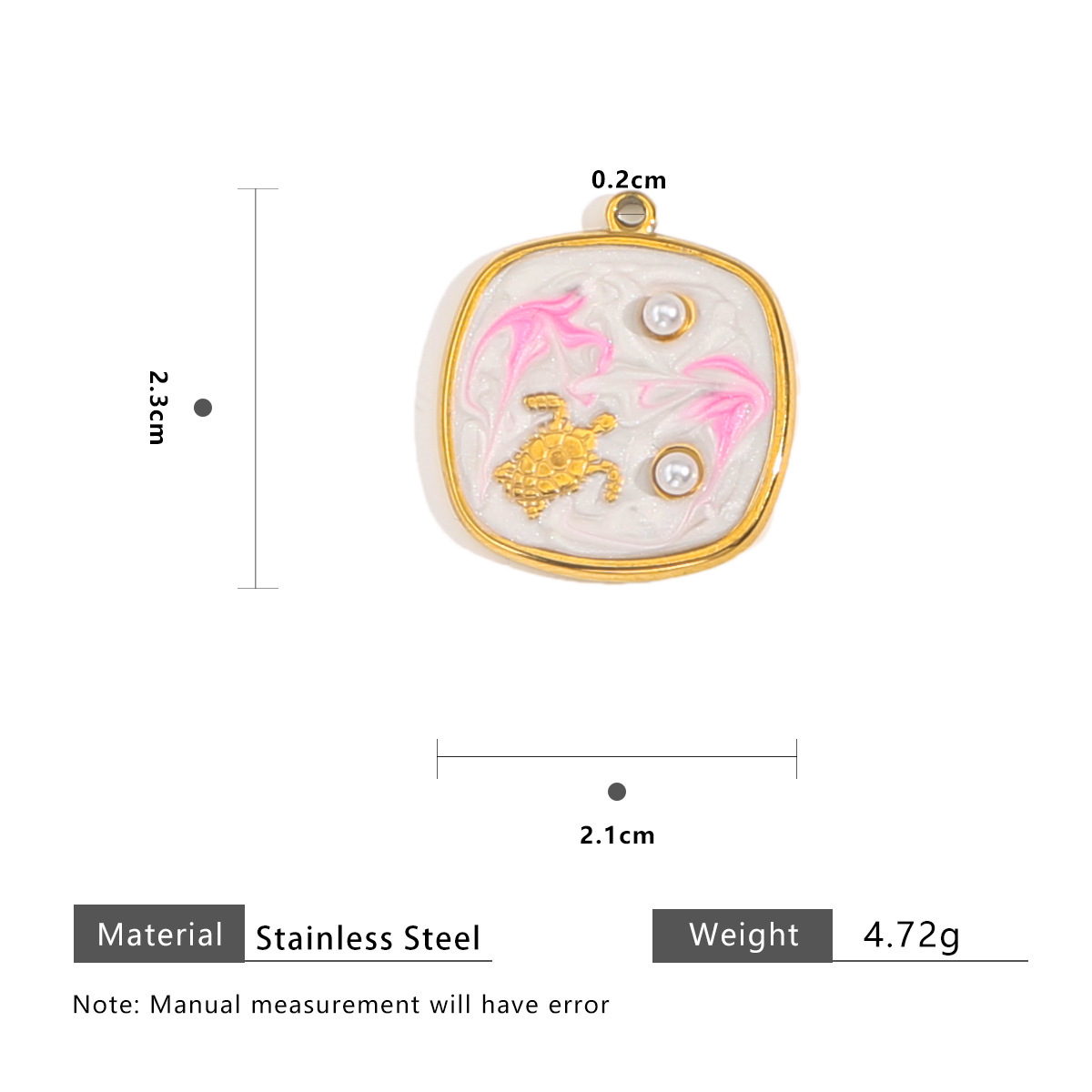 Tortue 2 perles 21x23.5mm Rose = 2PCS