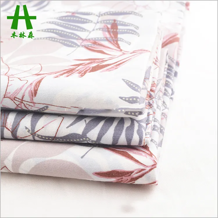 Mulinsen textil tejido de flor de la hoja impresa de popelina Stretch algodón 50s