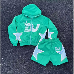 Custom Sweatsuit <strong>Two</strong> Piece Short <strong>Set</strong> Design Streetwear Mens Reflective Windbreaker Jacket Tracksuit <strong>Set</strong> - Product Image 3
