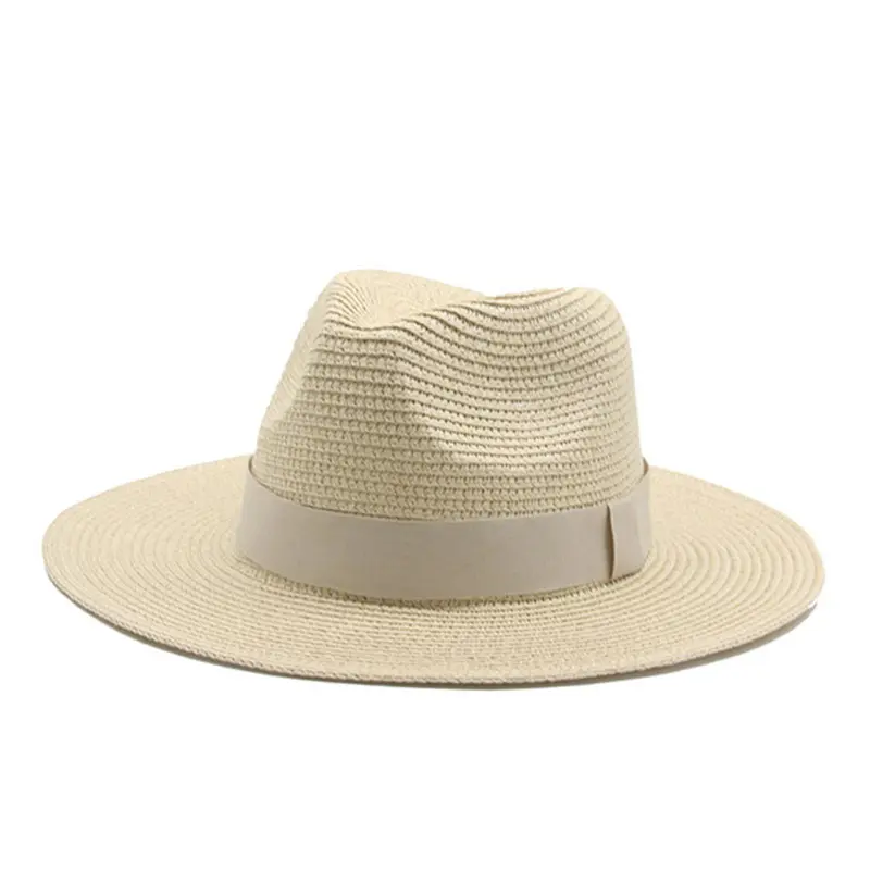 Erkek hasır şapka siyah bant ile Panama tarzı açık bahar yaz kullanımı için mükemmel güneş koruma sağlar