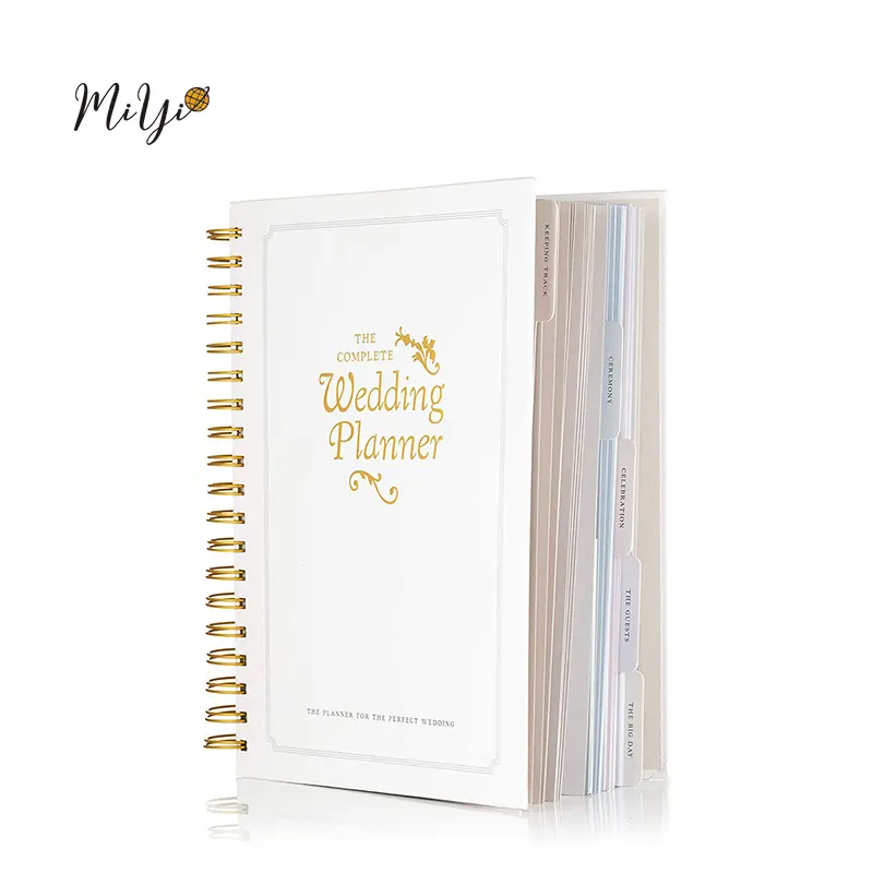 Livro espiral de luxo para casamento, caderno de 9,5 x 11,5 polegadas, organizador personalizado para noivas, livro de diário e escrita, por atacado