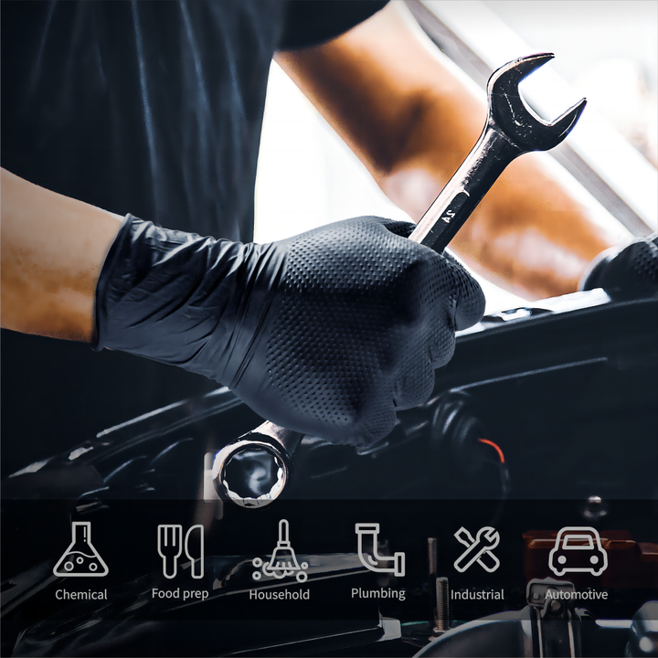 Anboson 10 Mil Gants d'examen en nitrile - Gants médicaux jetables sans poudre S Gant en nitrile noir