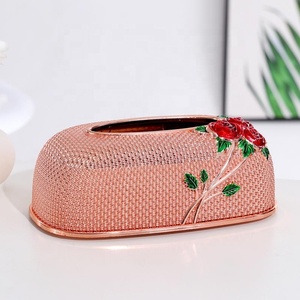 กล่องทิชชู่ลายดอกกุหลาบหรูหรา,ที่ใส่ผ้าเช็ดปาก - Product Image 3