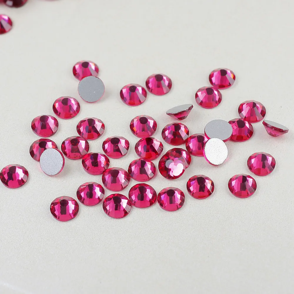 Diskon besar berlian imitasi kaca memperbaiki panas kristal Pink mawar Strass pipih banyak warna untuk hadiah Tumbler