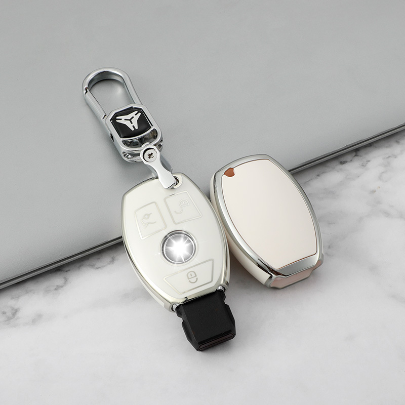 Couvercle à 3 boutons + porte-clés en métal blanc
