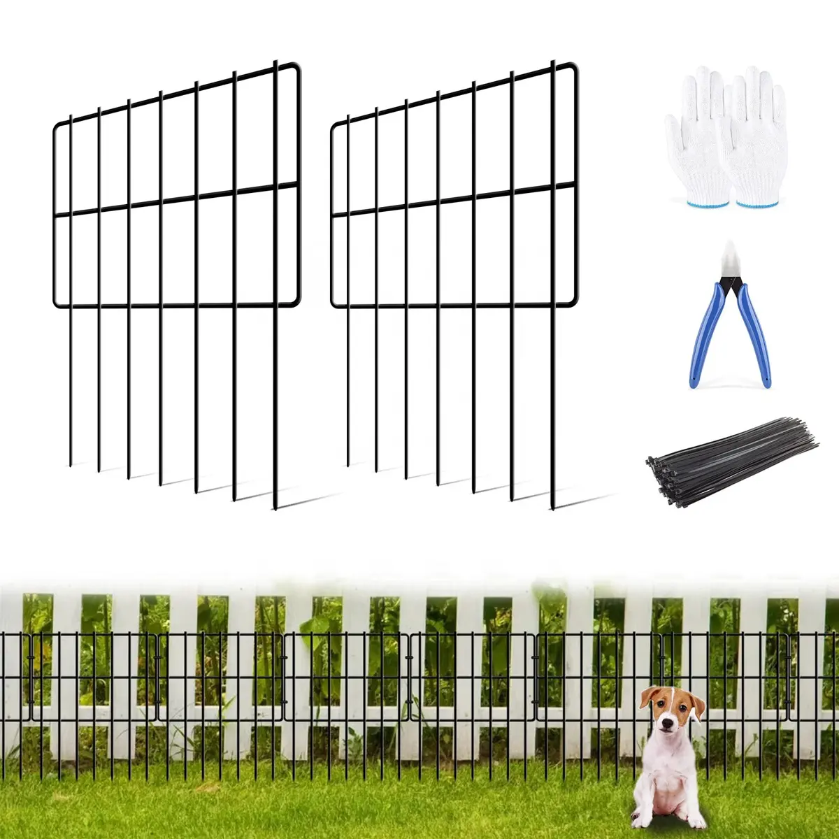 アニマルバリアフェンス、20.6フィート (L) X 17インチ (H) ディグガーデン装飾フェンス防錆ガーデンフェンスボーダーなし