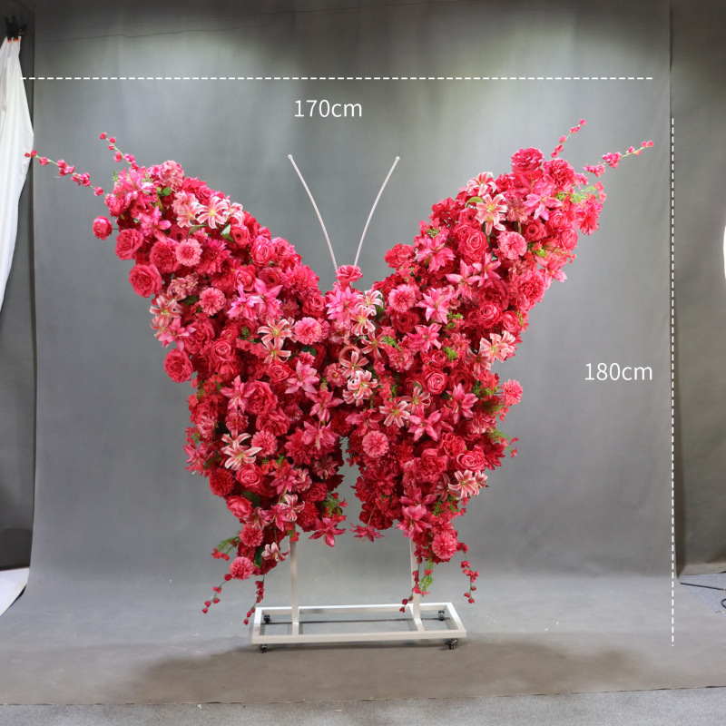 Rose-red martin-subtle fragrance-butterfly floral-wheeled stand
