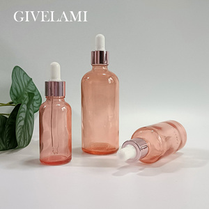 ריק 5ml <span class=keywords><strong>10ml</strong></span> 15ml 20ml 30ml 50ml 100ml עלה אדום זכוכית טפטפת בקבוק עם רוז זהב מכסה עבור חיוני שמן
