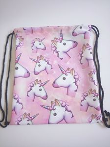 Venta al por mayor mochila con cordón impreso completo para niñas patrón de impresión 3D personalizado unicornio bolsa con cordón para estudiantes de primaria - Product Image 4