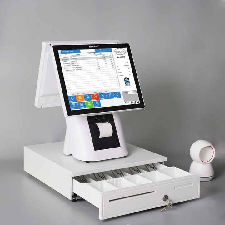 Pos厂家全套所有在一个pos系统收银机内置80毫米收据打印机