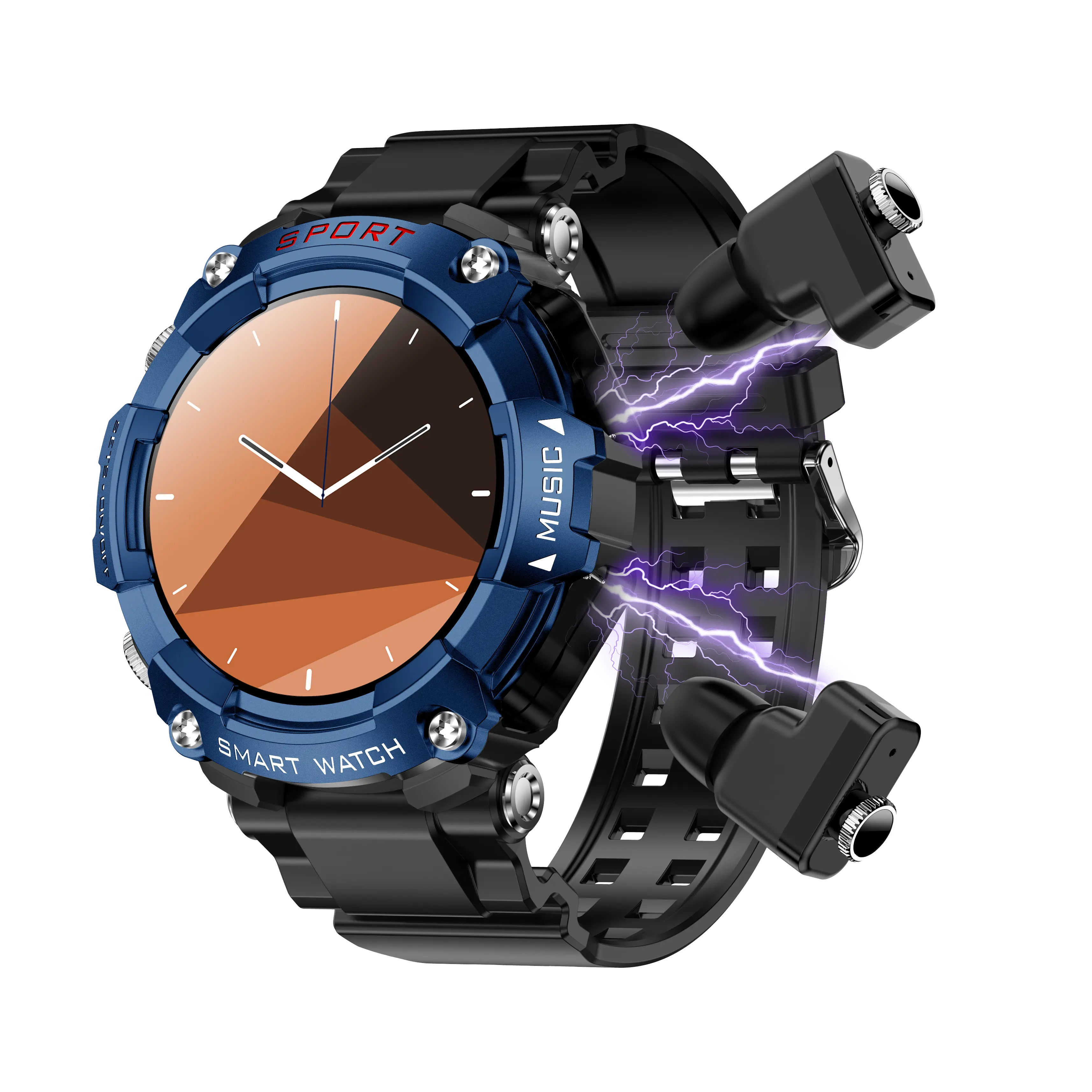 T96 Sports Étanche Appel 400mah Smartwatch Écouteurs Casque 2 en 1 Bracelet Intelligent Avec TWS Écouteur Reloj Écran Tactile Smart