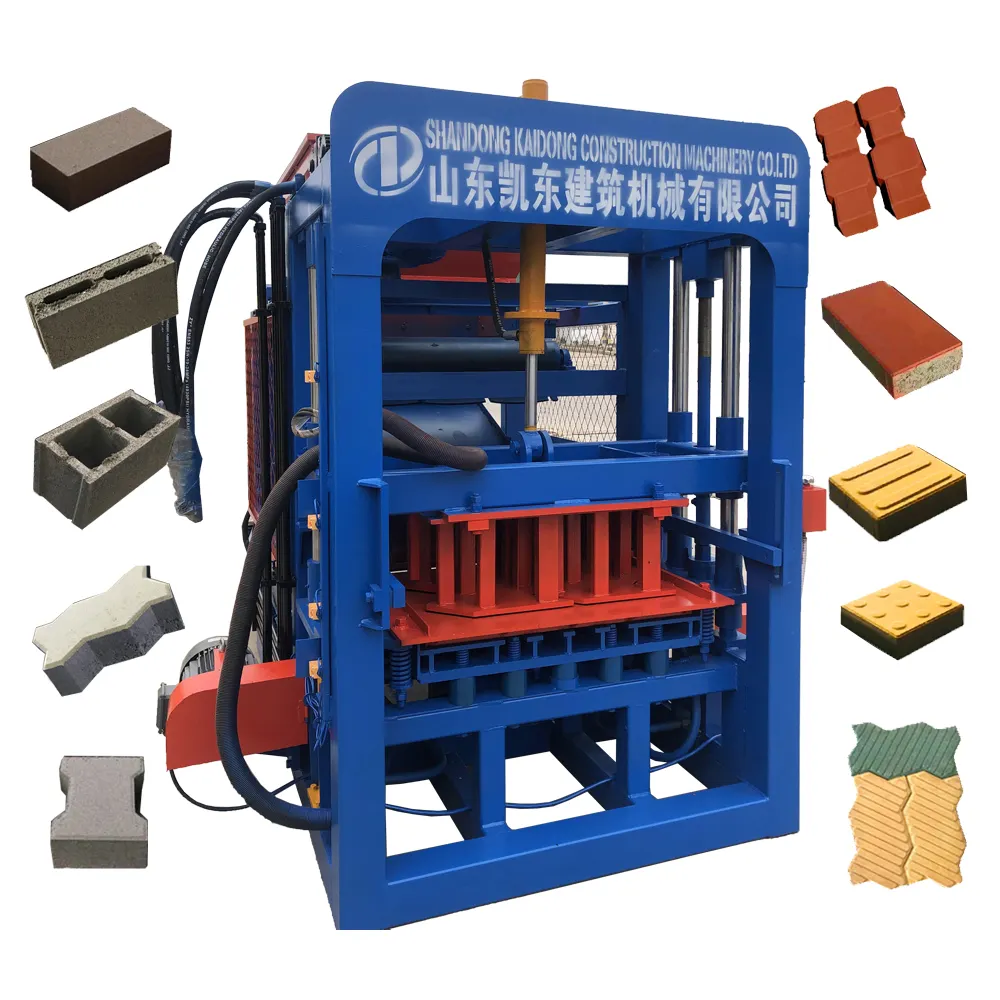 Kaiqian-Máquina de ladrillos huecos de bloques de hormigón hidráulico automático, generador de ladrillos de pavimentación con caja de cambios como componente central