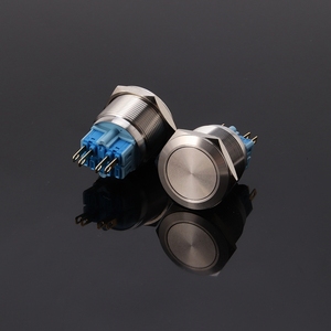 25mm DPDT impermeabile IP67 On-Off interruttore a pulsante LED sorgente luminosa autobloccante rosso momentaneo 12V/24V 5A Flat Push - Product Image 1