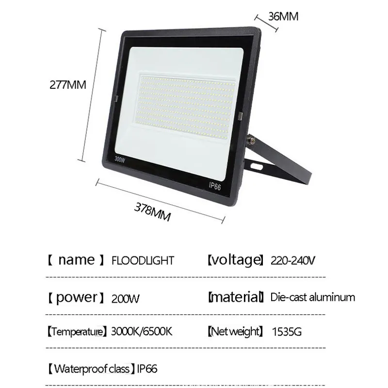 Potere in alluminio Led faretto 10W 20W 50W 100W 200W sottile luce di inondazione SMD lampada di illuminazione a LED riflettore per esterni