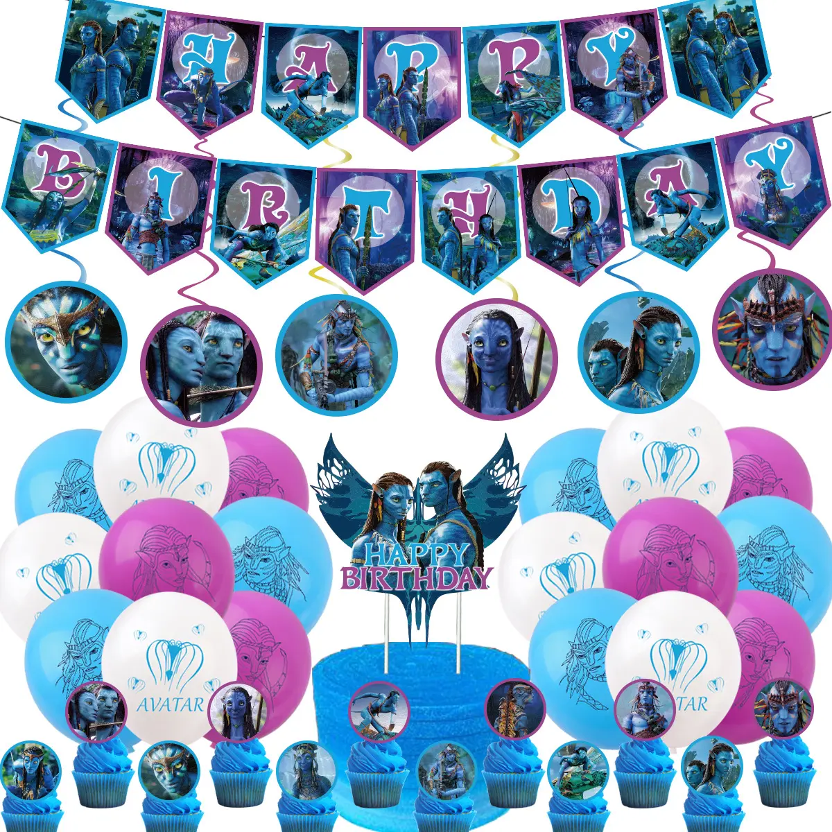 Decoración de fiesta temática de Avatar, platos de James Cameron, tazas, mantel, servilletas, banderas, Baby Shower para fiesta de Cumpleaños de Niños